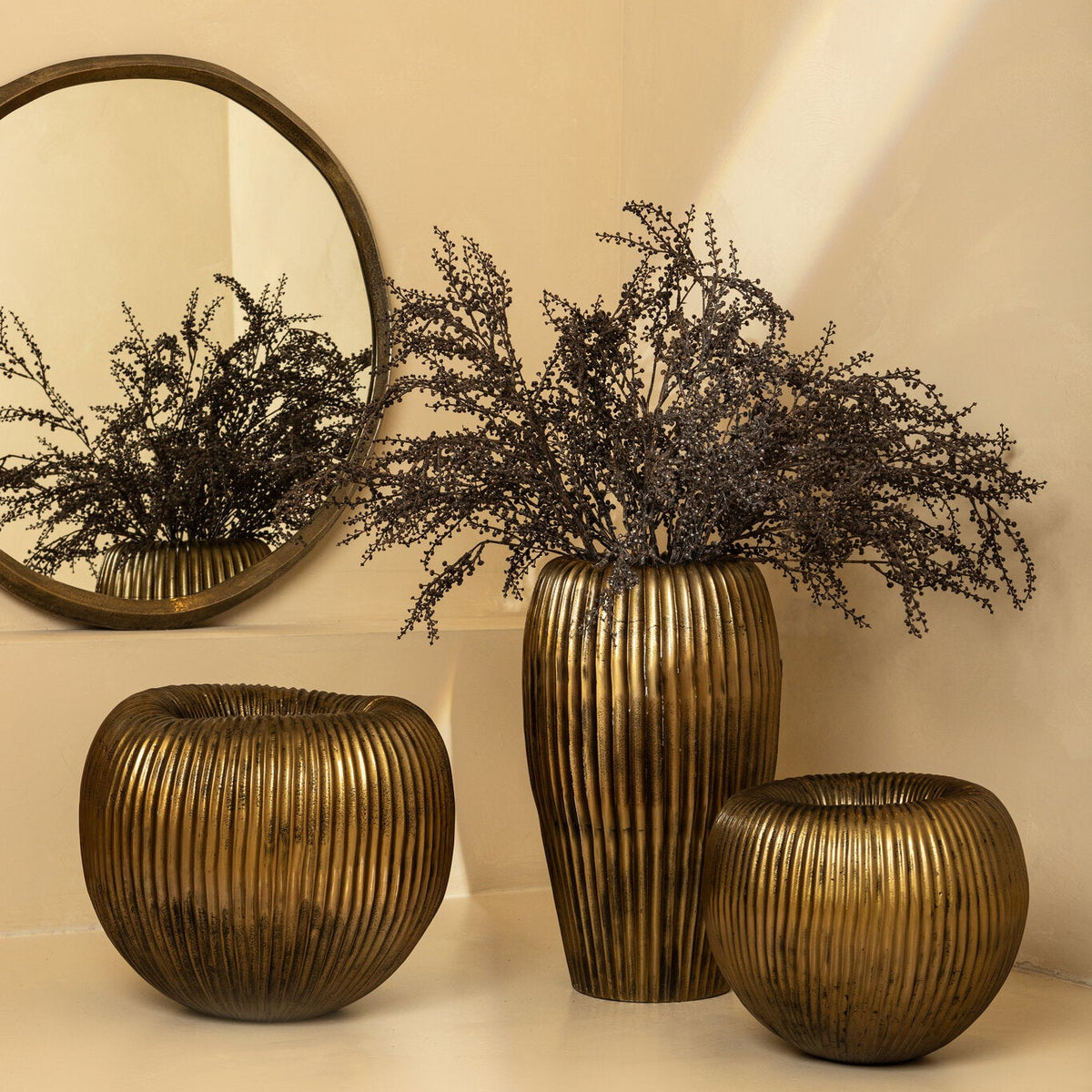 Russen Gold Low Flower Pot Small PTMD