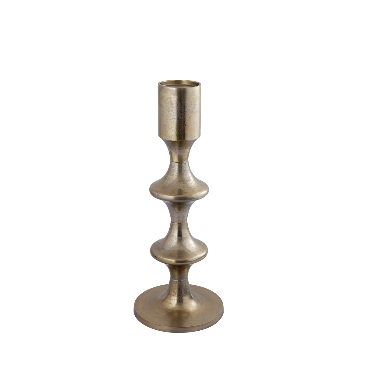 Taika Gold aluminum round candle holder tabs low H73cm PTMD