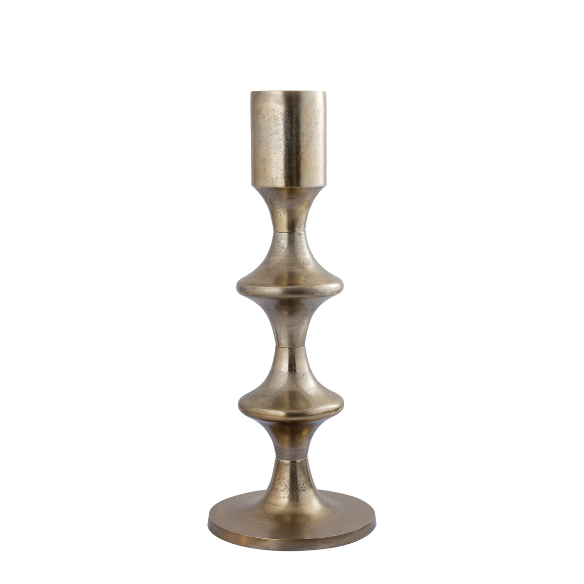 Taika Gold aluminum round candle holder tabs low H73cm PTMD