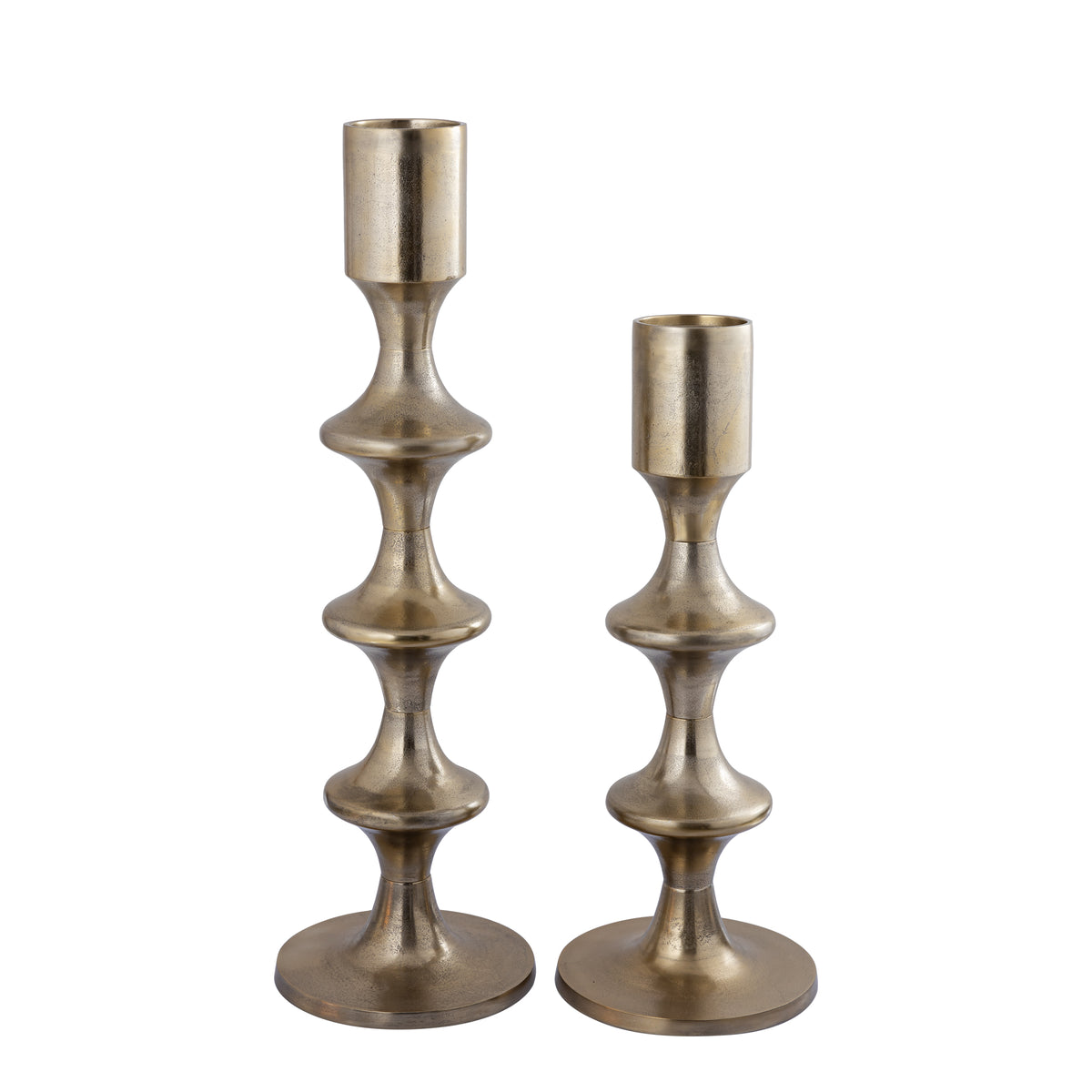 Taika Gold aluminum round candle holder tabs low H73cm PTMD