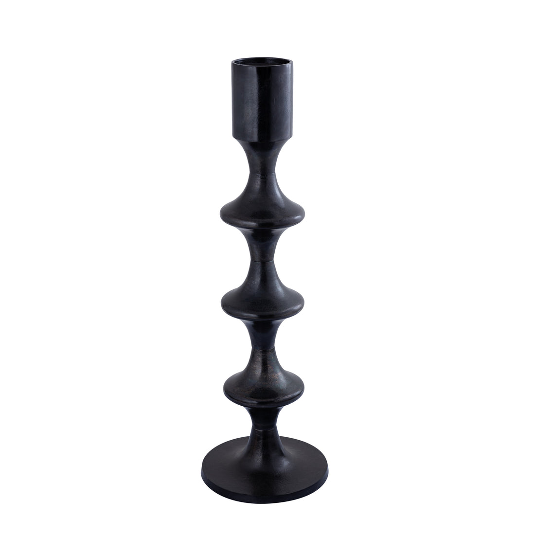 Taika Black aluminum round candlestick tabs H92cm PTMD
