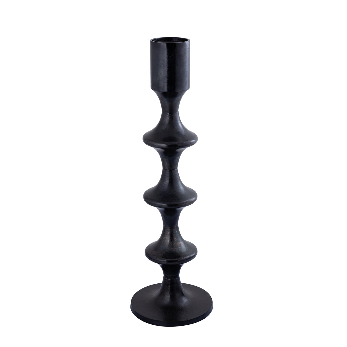 Taika Black aluminum round candlestick tabs H92cm PTMD