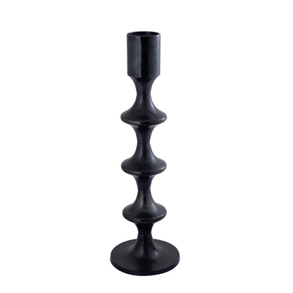 Taika Black aluminum round candlestick tabs H92cm PTMD