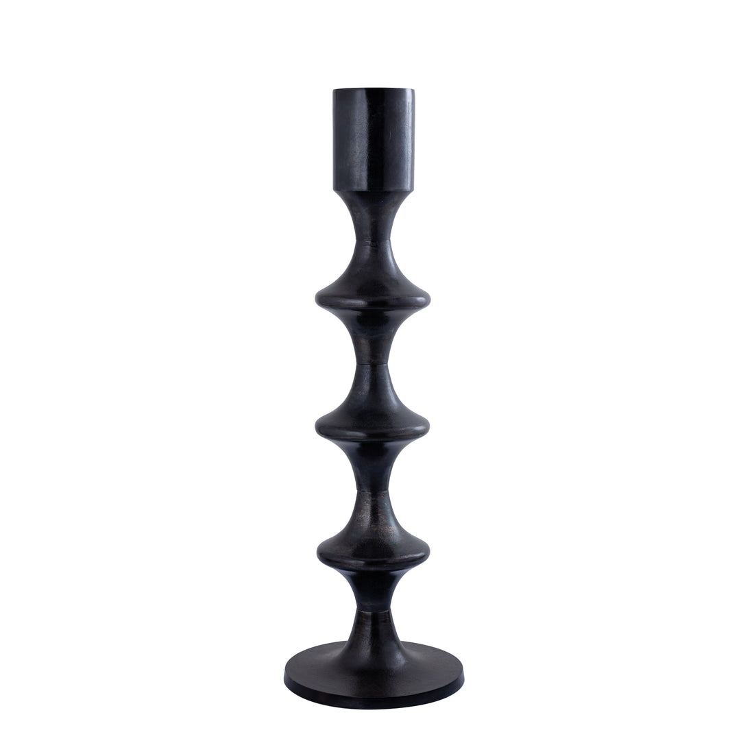 Taika Black aluminum round candlestick tabs H92cm PTMD