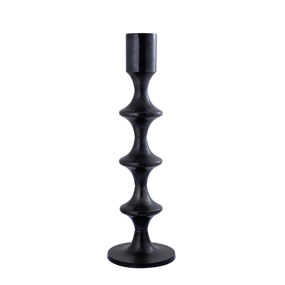 Taika Black aluminum round candlestick tabs H92cm PTMD