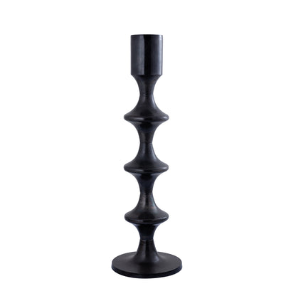 Taika Black aluminum round candlestick tabs H92cm PTMD