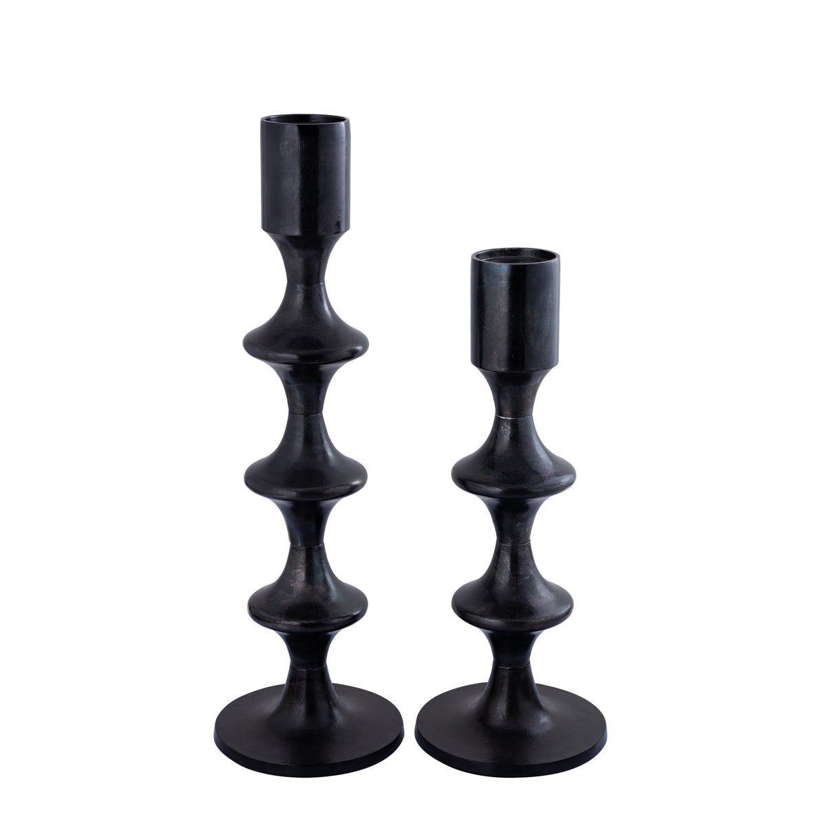 Taika Black aluminum round candlestick tabs H92cm PTMD
