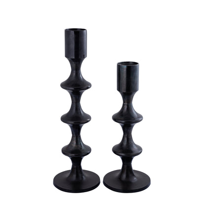 Taika Black aluminum round candlestick tabs H92cm PTMD