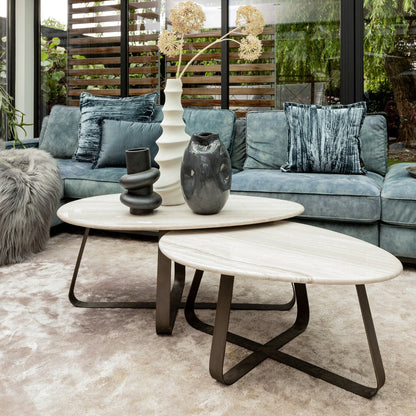 Coffee table Muka high dark grey base white marble PTMD
