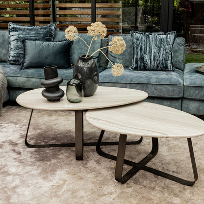 Coffee table Muka high dark grey base white marble PTMD