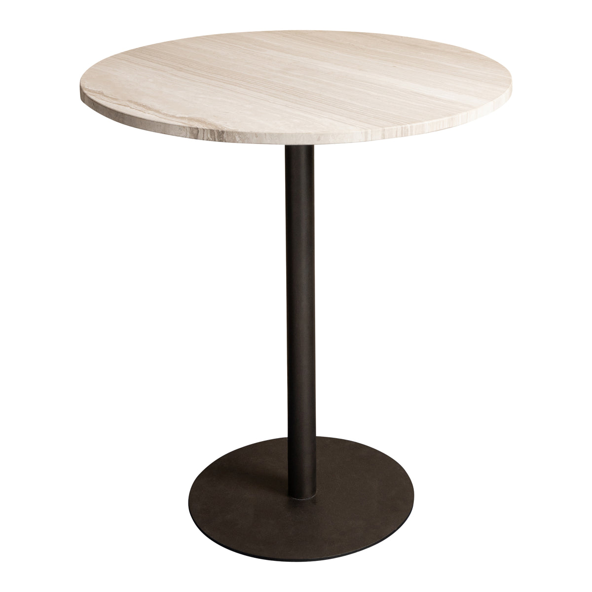 Plaza Bistro Table Round White Marble Taupe Base PTMD