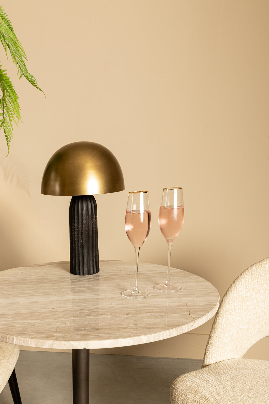 Plaza Bistro Table Round White Marble Taupe Base PTMD