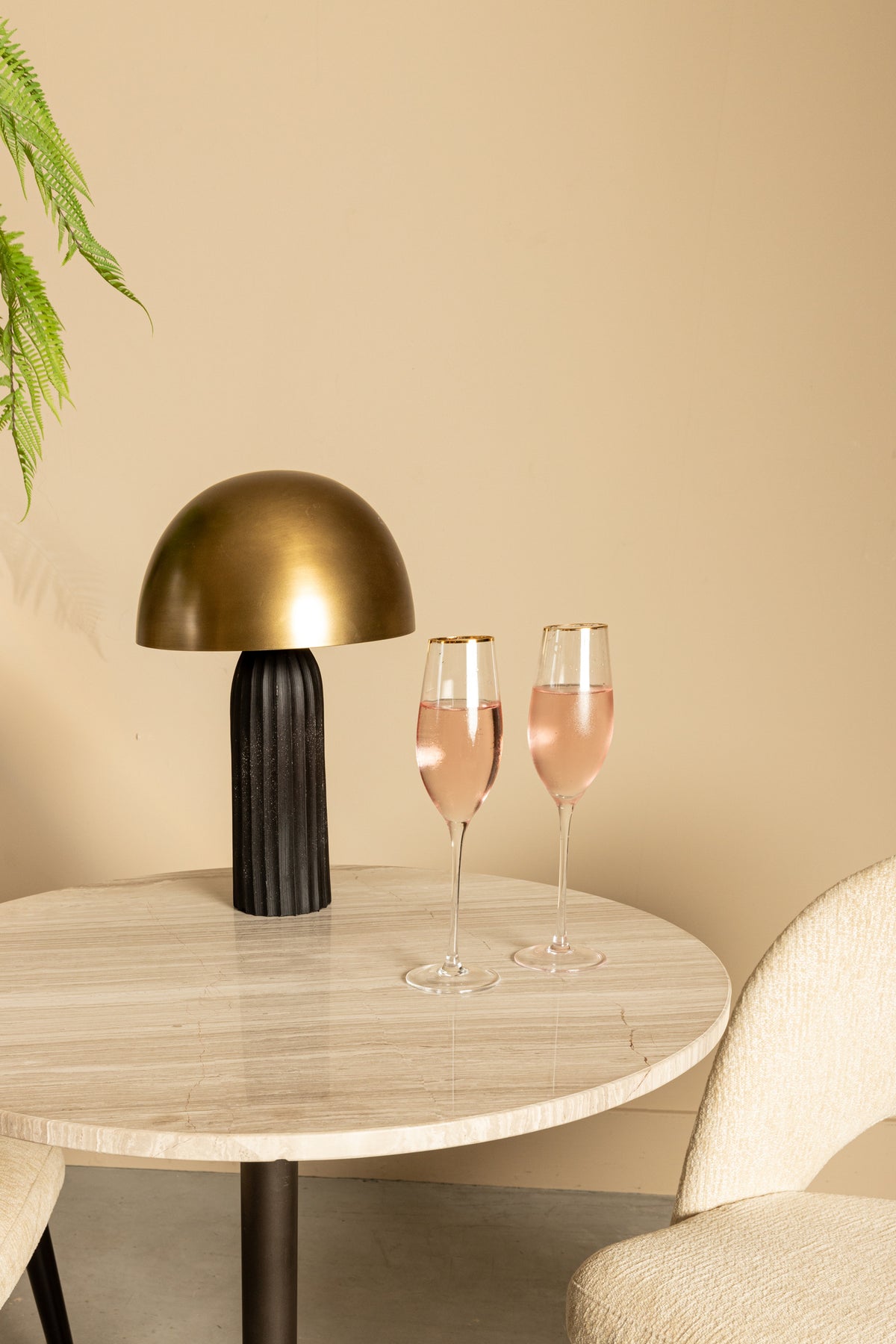 Plaza Bistro Table Round White Marble Taupe Base PTMD
