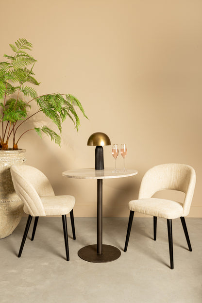 Plaza Bistro Table Round White Marble Taupe Base PTMD