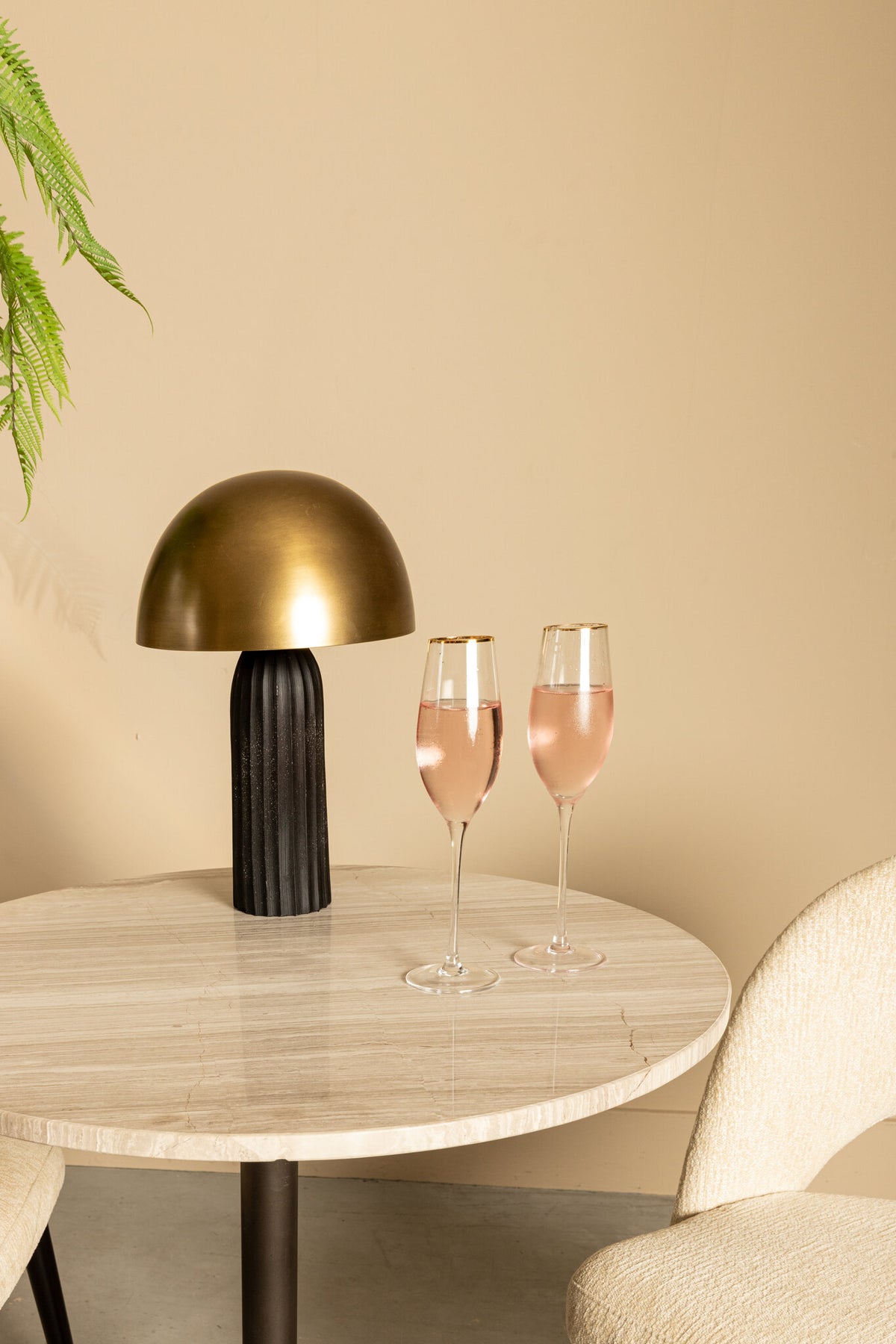 Plaza Bistro Table Round White Marble Taupe Base PTMD