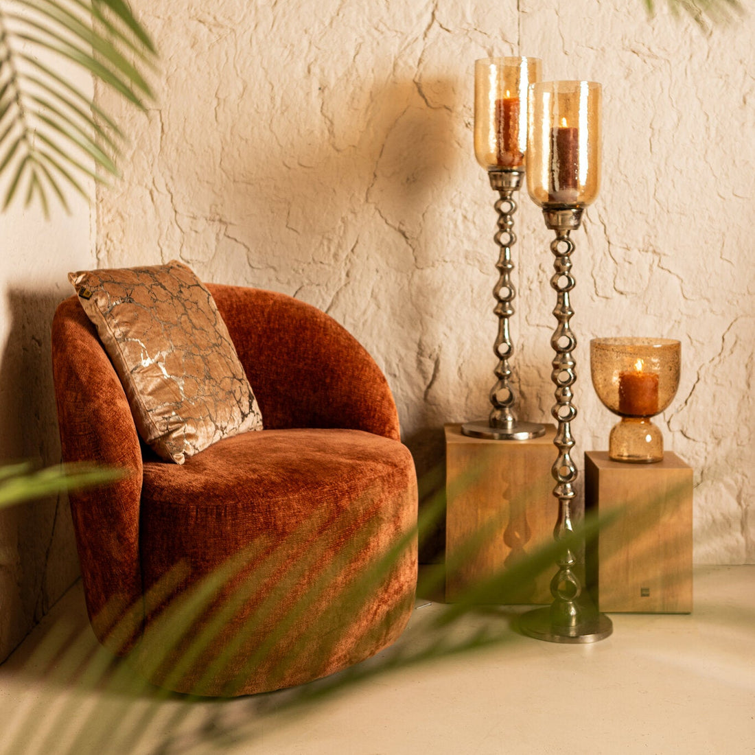 Tracy Aluminum and Glass Lantern Champagne Ø22cm x H125cm PTMD