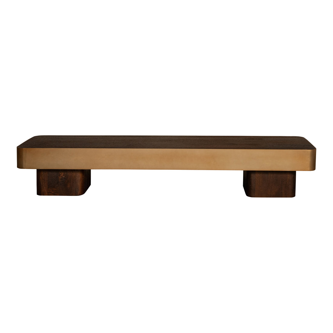 Warren Coffee Table Brown Wood with Gold Metal PTMD