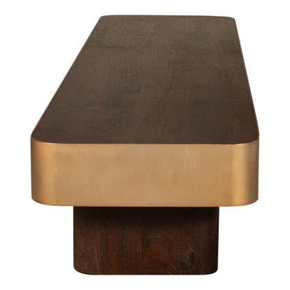 Warren Coffee Table Brown Wood with Gold Metal PTMD