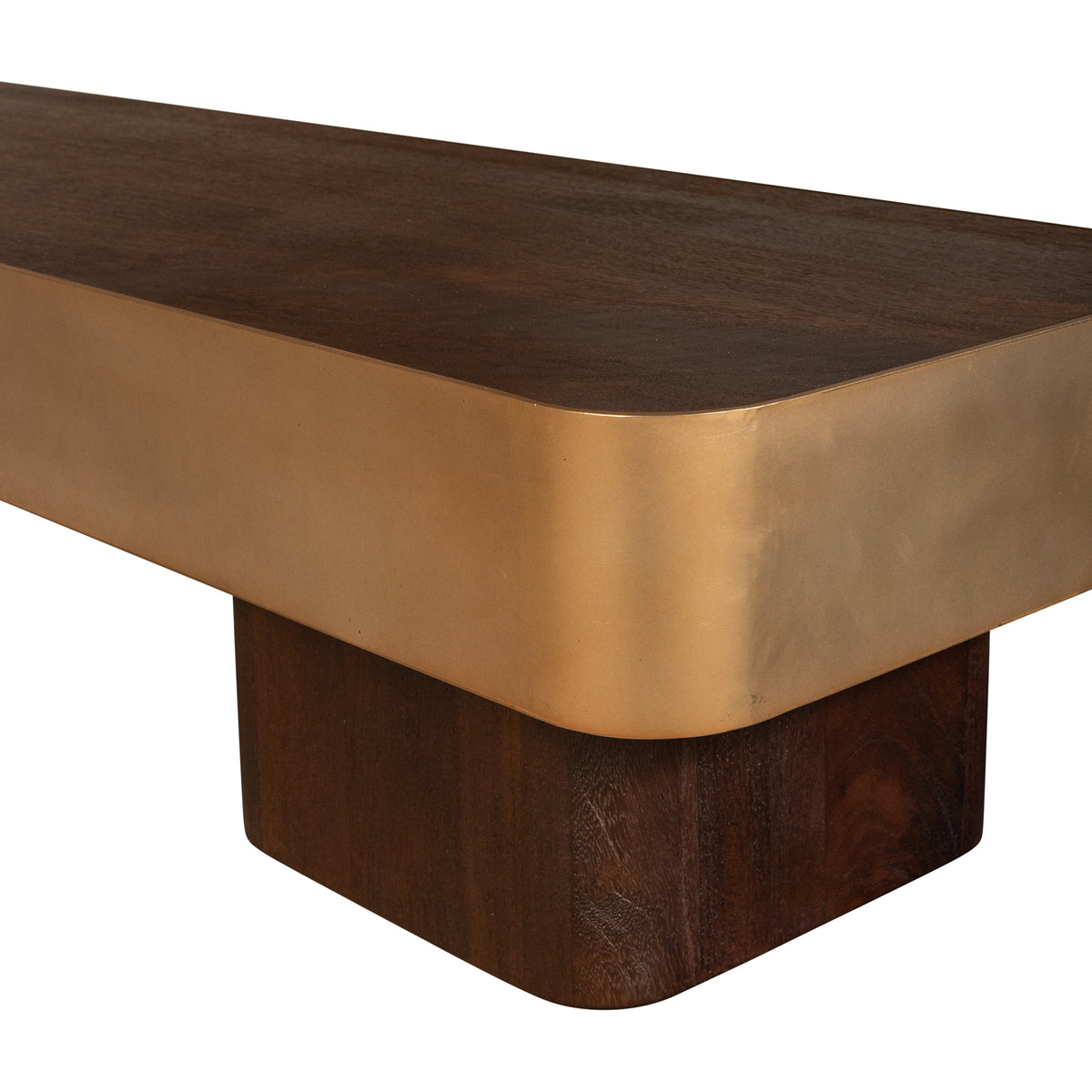 Warren Coffee Table Brown Wood with Gold Metal PTMD