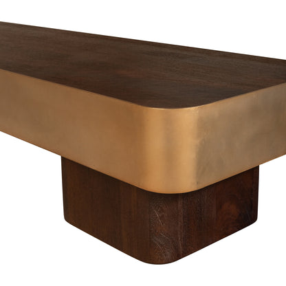 Warren Coffee Table Brown Wood with Gold Metal PTMD