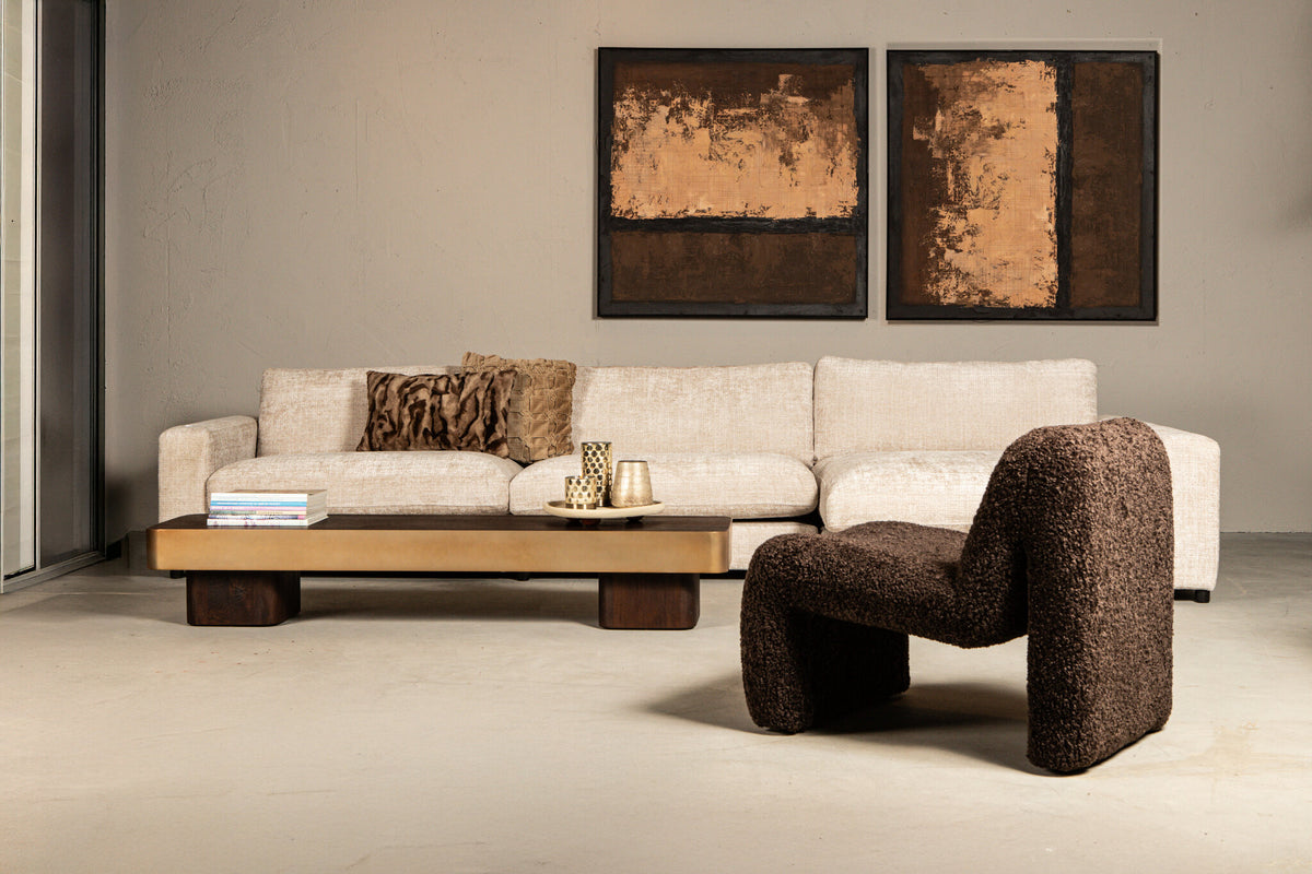 Warren Coffee Table Brown Wood with Gold Metal PTMD