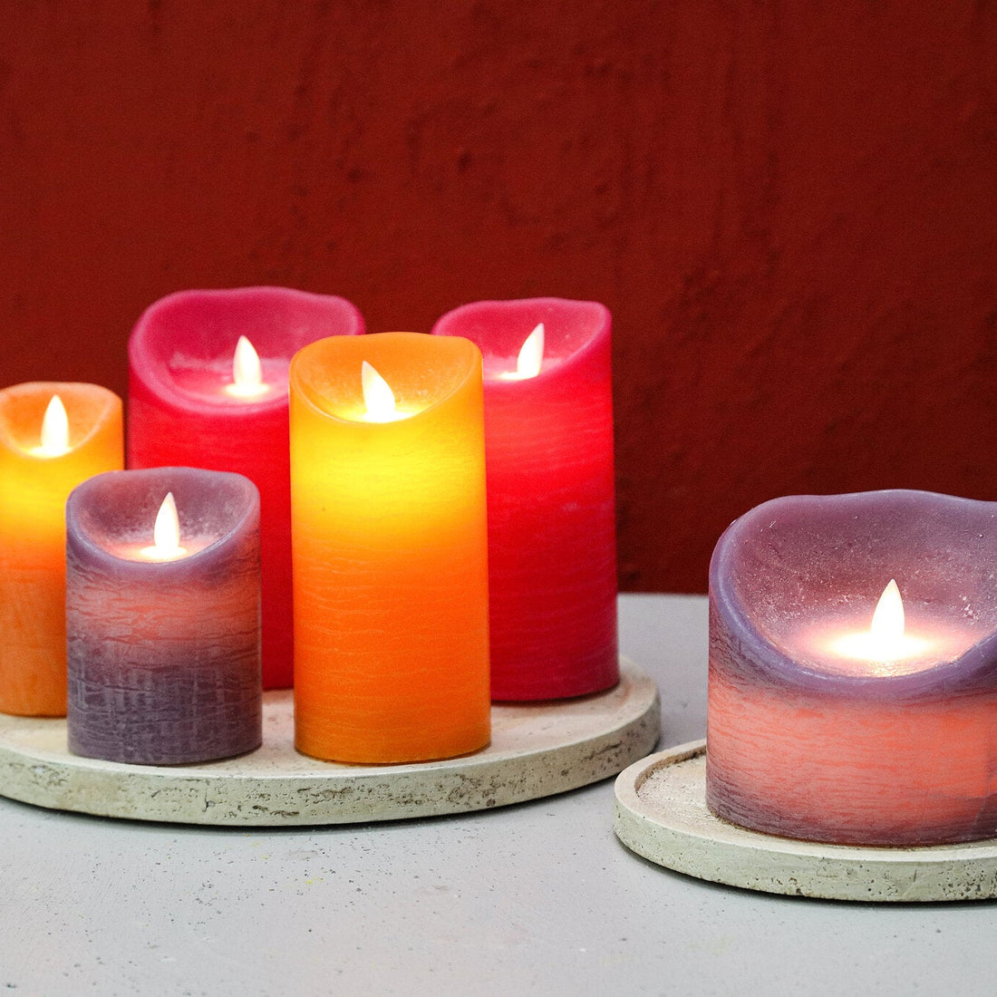 Set of 5 LED Candles Rustic Lilac PTMD