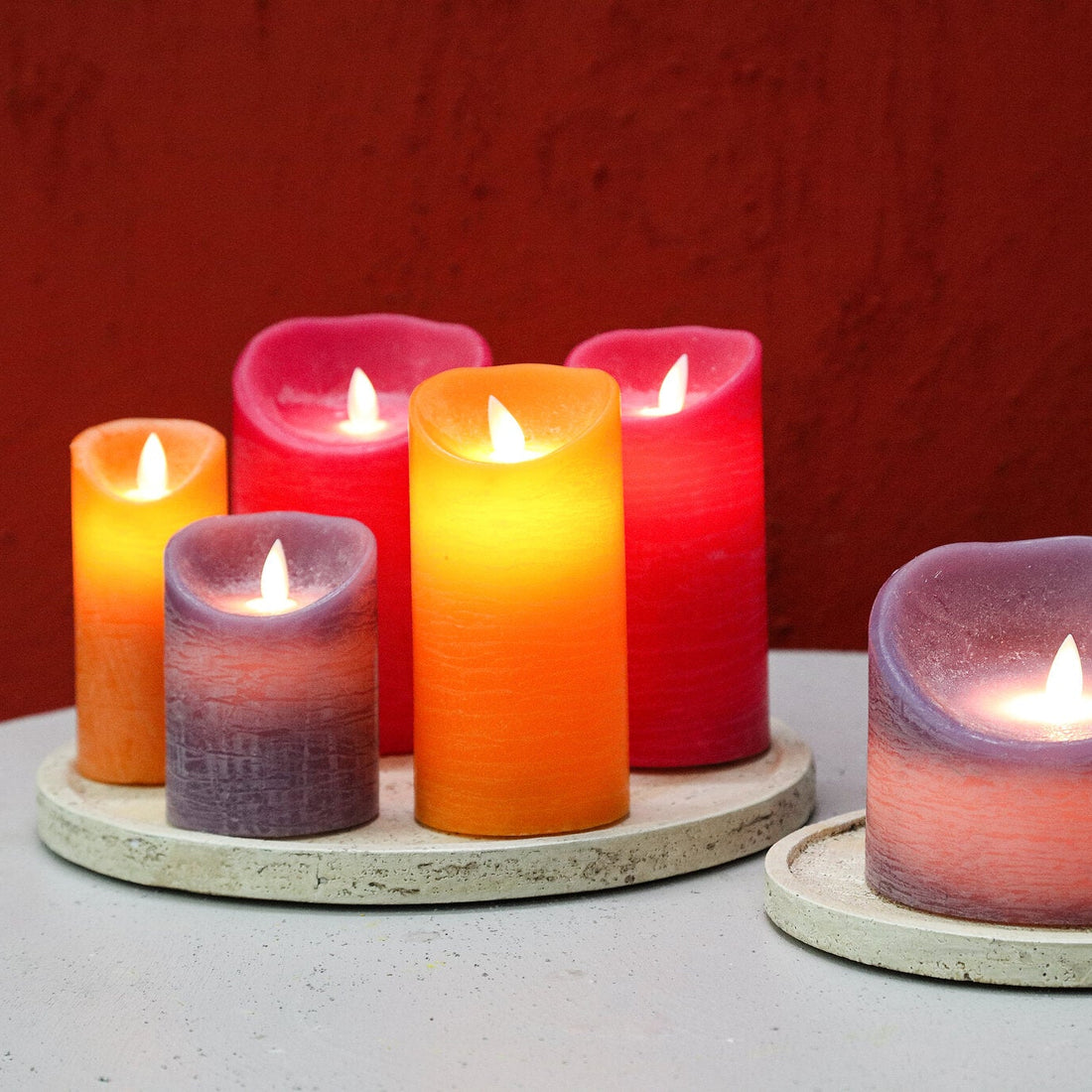 Set of 5 LED Candles Rustic Orange PTMD