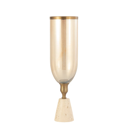 Tadh Brass glass stormlight travertine base round L PTMD