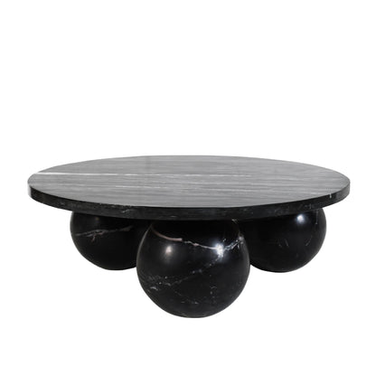 Diro Black Marble Coffee Table Round with Bulbous Legs PTMD