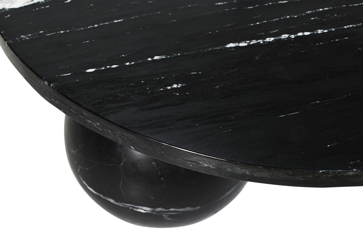 Diro Black Marble Coffee Table Round with Bulbous Legs PTMD