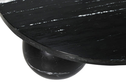 Diro Black Marble Coffee Table Round with Bulbous Legs PTMD