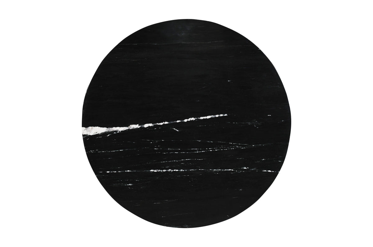 Diro Black Marble Coffee Table Round with Bulbous Legs PTMD