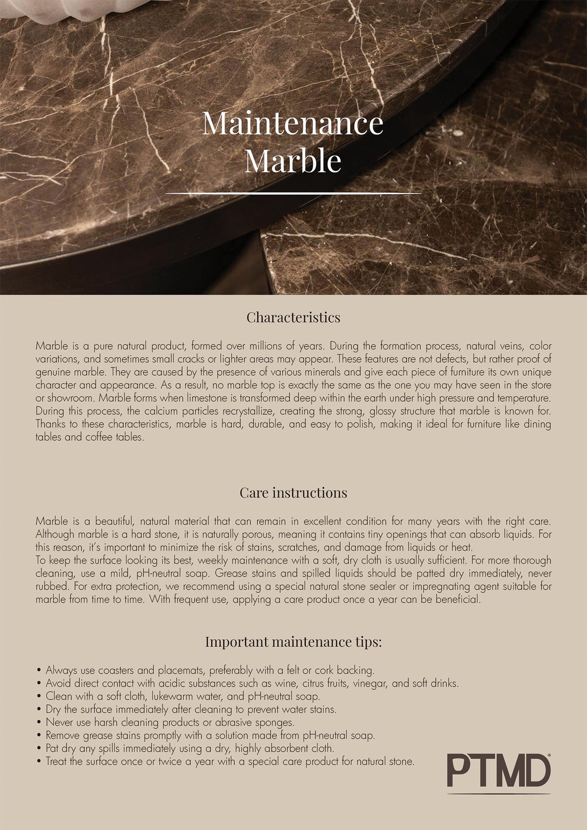 Bregt Low Coffee Table Beige Marble PTMD