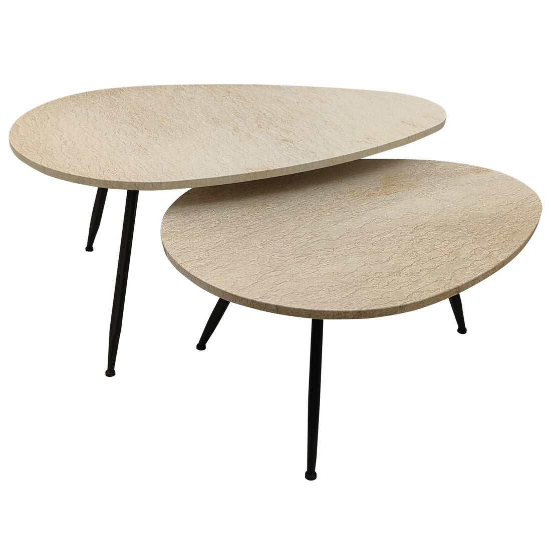 Veria Coffee Table Beige Marble set of 2 PTMD