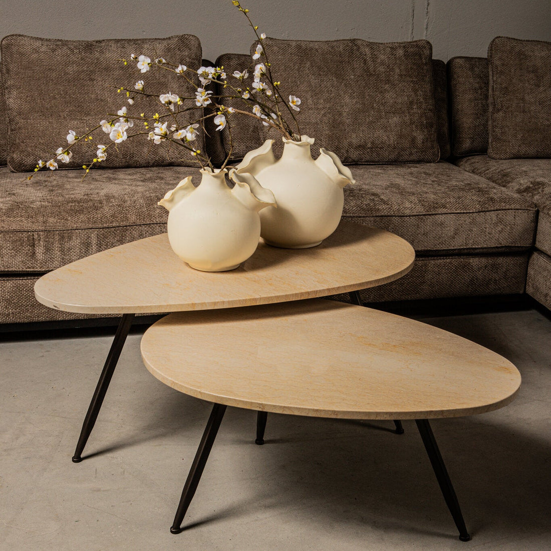 Veria Coffee Table Beige Marble set of 2 PTMD