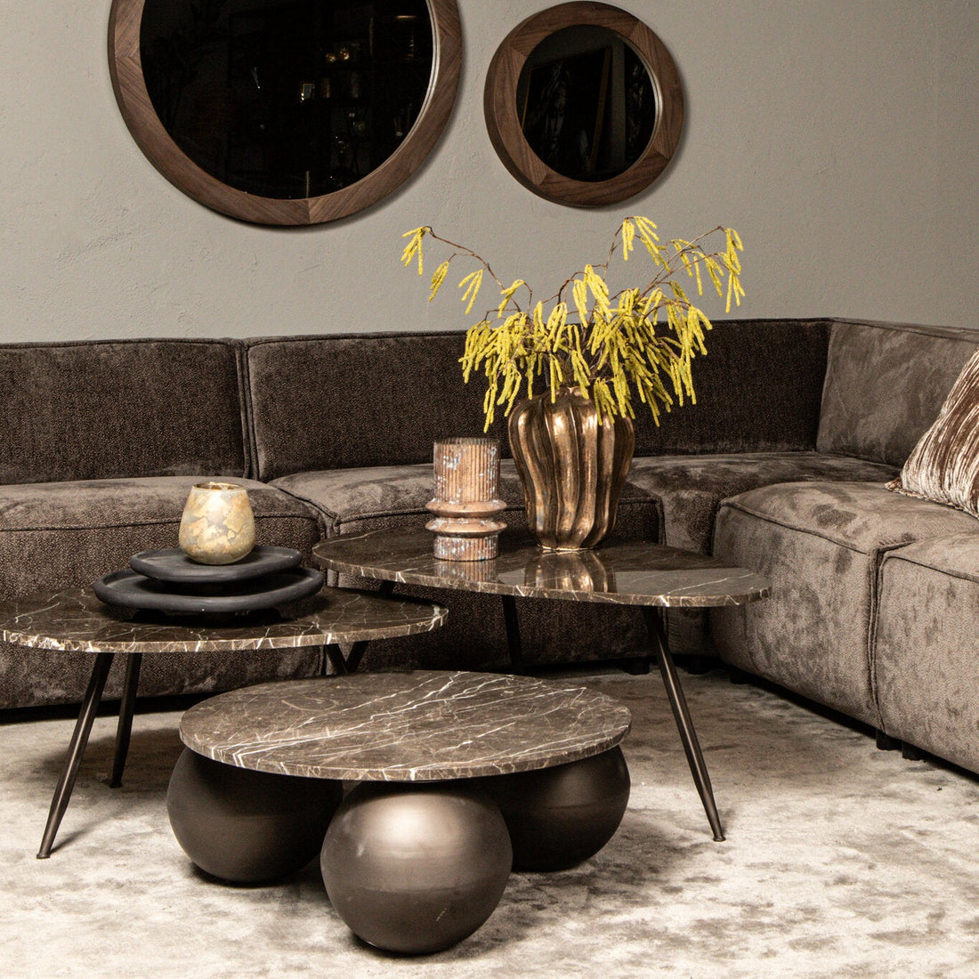 Coffee Table Veria Brown Marble Set of 2 PTMD