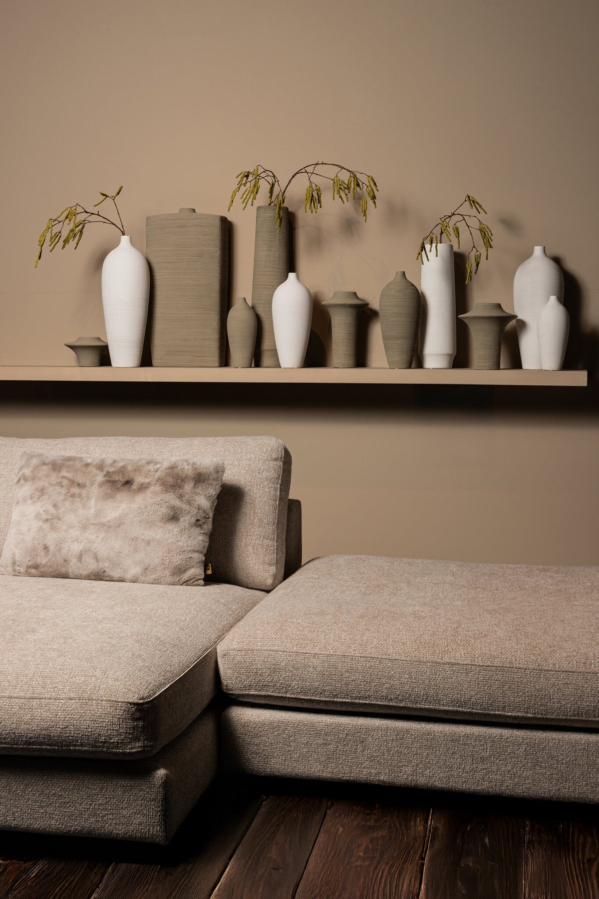 Bottle Vase Cavinn Ceramic White Ø18cm x H49cm PTMD