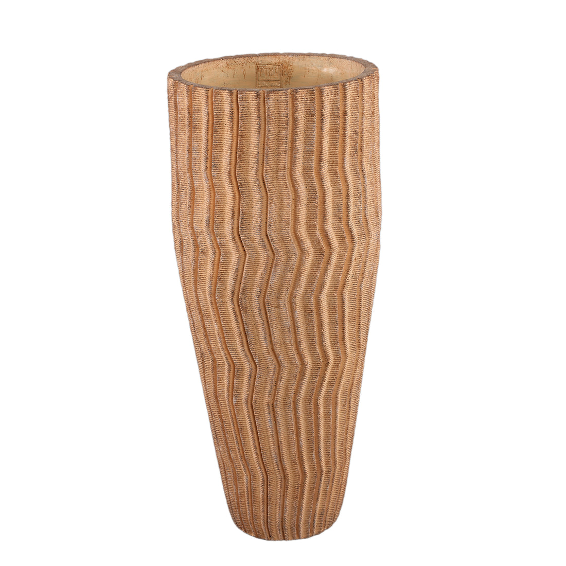 Flower pot Zanaya Tall Ribbed Cement Light brown Large PTMD