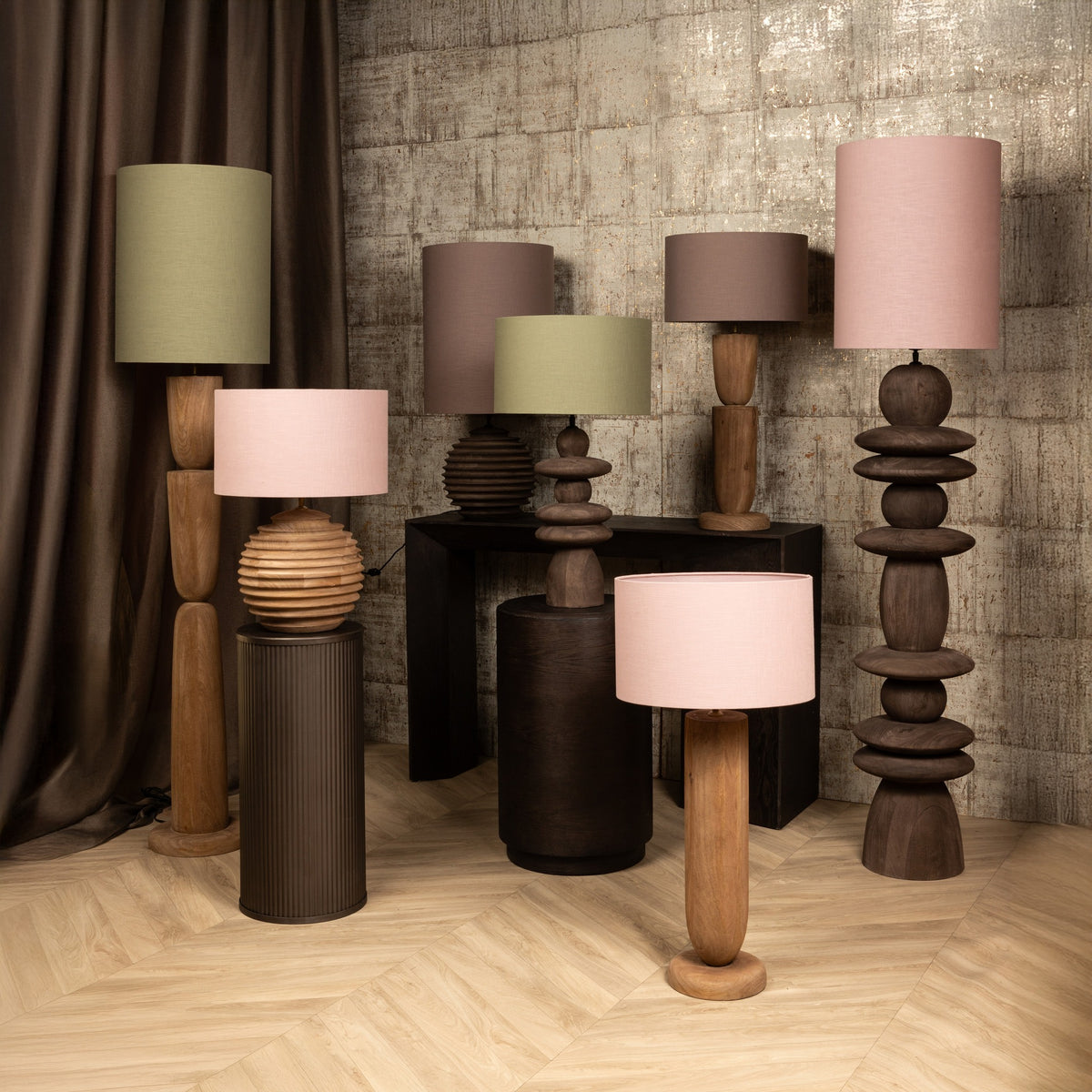 Lampshade Rivvo - 40x40x24 cm - Cotton - Green PTMD