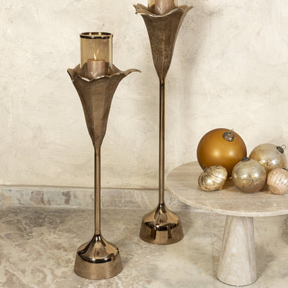 Kourtney Flower-Shaped Lantern Cast Aluminum Bronze PTMD