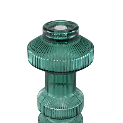Galinda Dark Green Ribbed Glass Candle Holder Medium PTMD