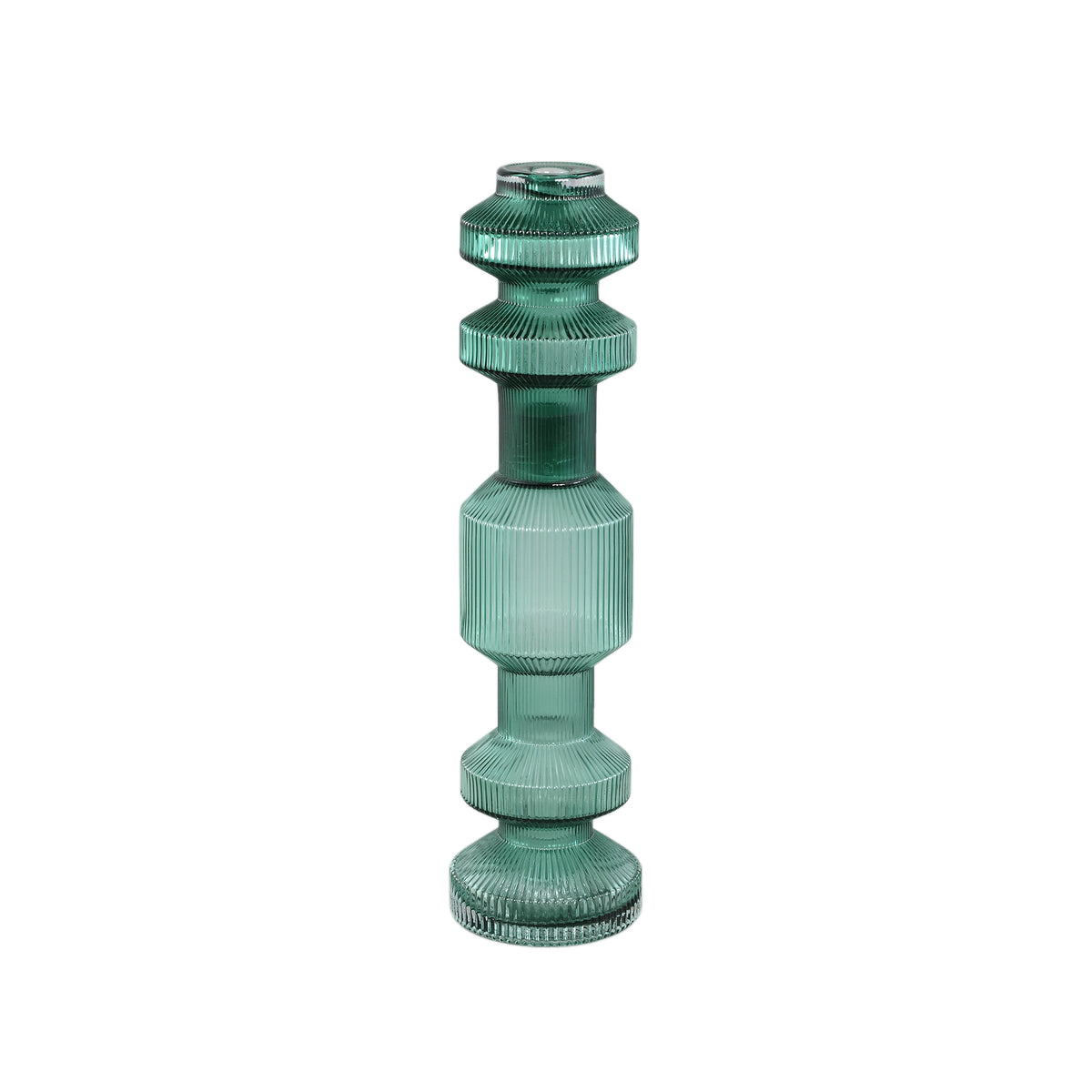 Galinda Dark Green Ribbed Glass Candlestick Small PTMD