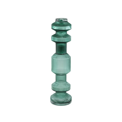 Galinda Dark Green Ribbed Glass Candlestick Small PTMD