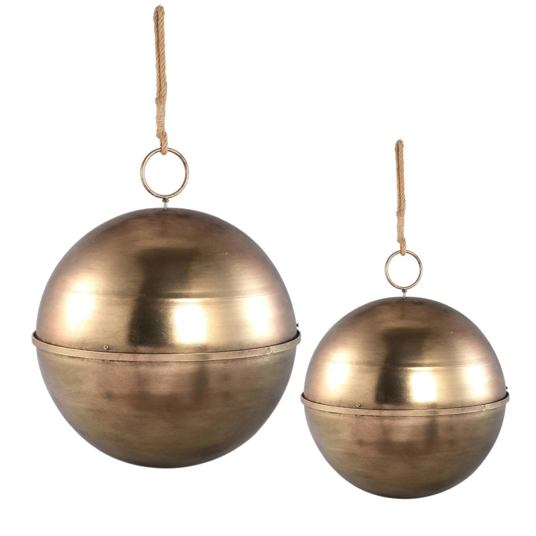 Set of 2 Alva Gold Hanging Iron Christmas Baubles PTMD