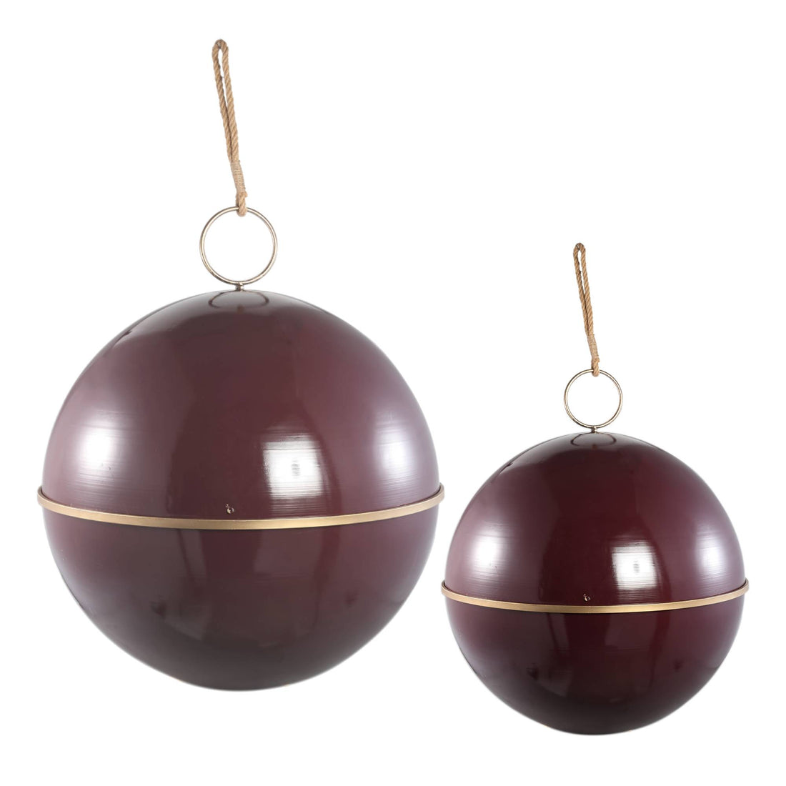 Set of 2 Alva Burgundy Hanging Iron Christmas Baubles PTMD