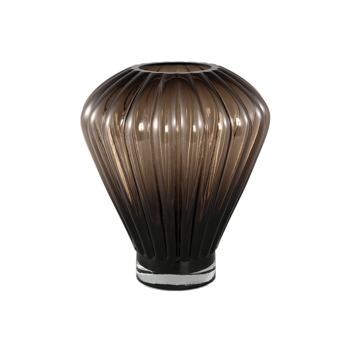 Jayci Brown Glass Solid Glass Ribbed Vase L PTMD