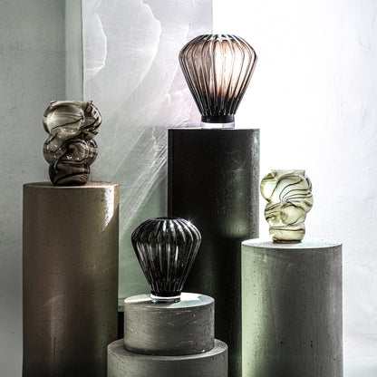 Jayci Brown Glass Solid Glass Ribbed Vase L PTMD