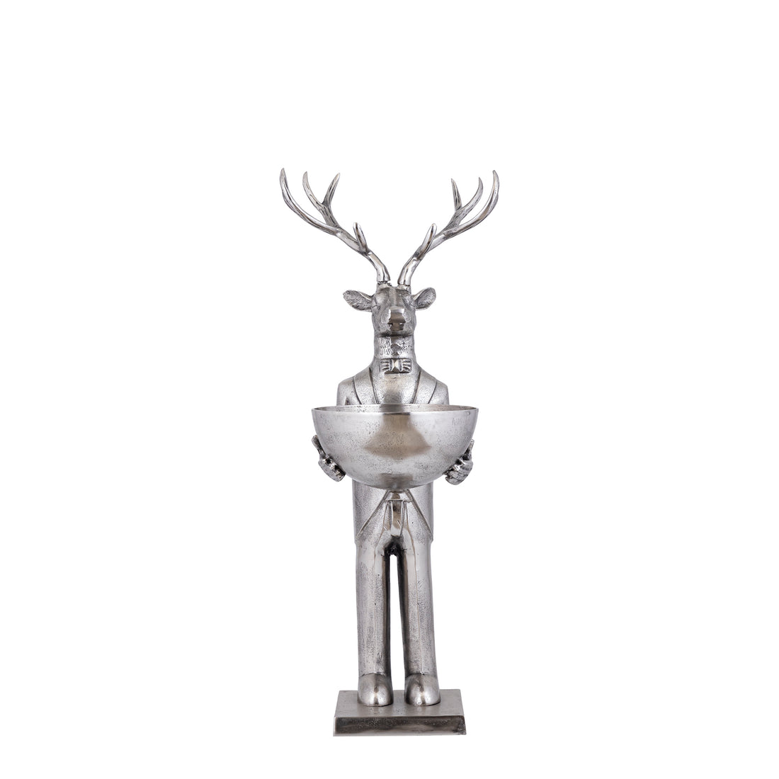 Reindeer Statue with Tray Gun Metal 109cm Small PTMD