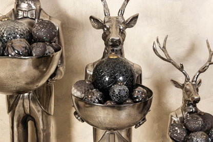 Reindeer Statue with Tray Gun Metal 109cm Small PTMD