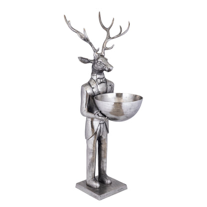 Reindeer Statue with Scale Gun Metal 192cm Large PTMD